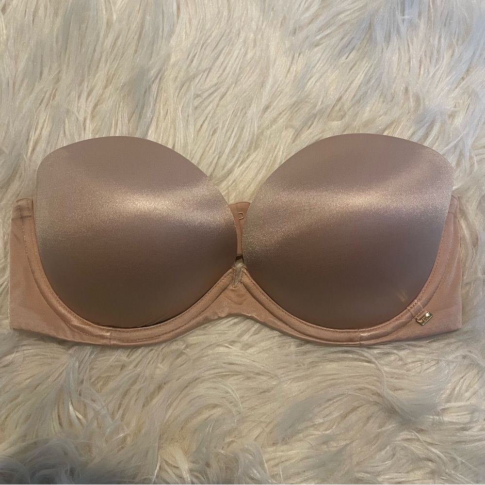 Victoria’s Secret Bra 32D Tan Nude Very Sexy Multi-way Strapless Push-Up